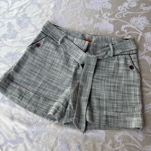 BCBGeneration Women’s Plaid Tie-Belt Shorts - Green/Grey